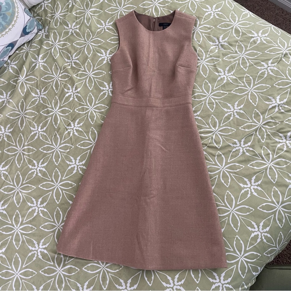J.Crew career tan khaki light brown wool suit aline tailored dress 000 00 XS XXS